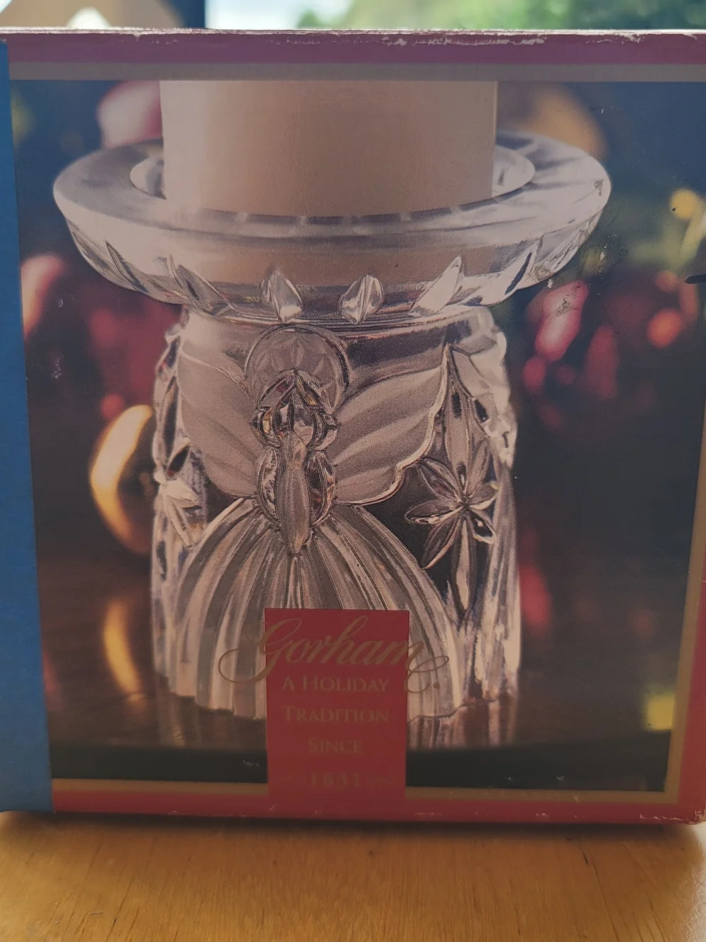 New Gorham Clear Cut Crystal Candle Holder With Box